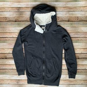 Aerie long gray winter zip up with hood